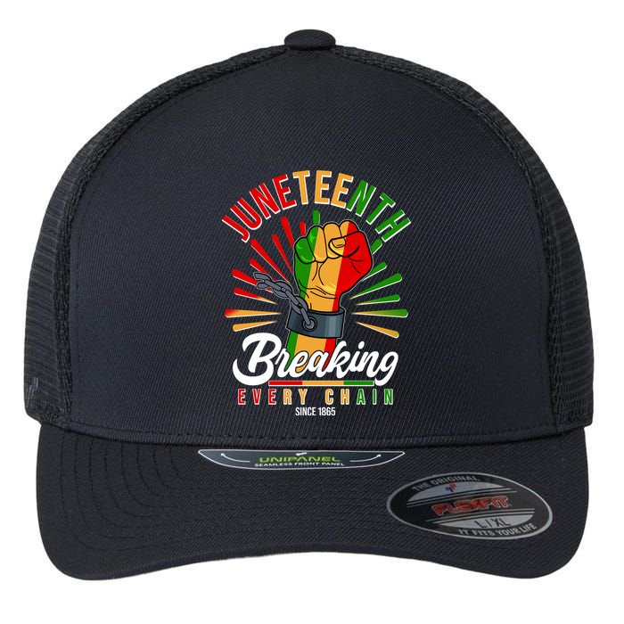 Juneteenth Breaking Every Chain Since 1865 Flexfit Unipanel Trucker Cap