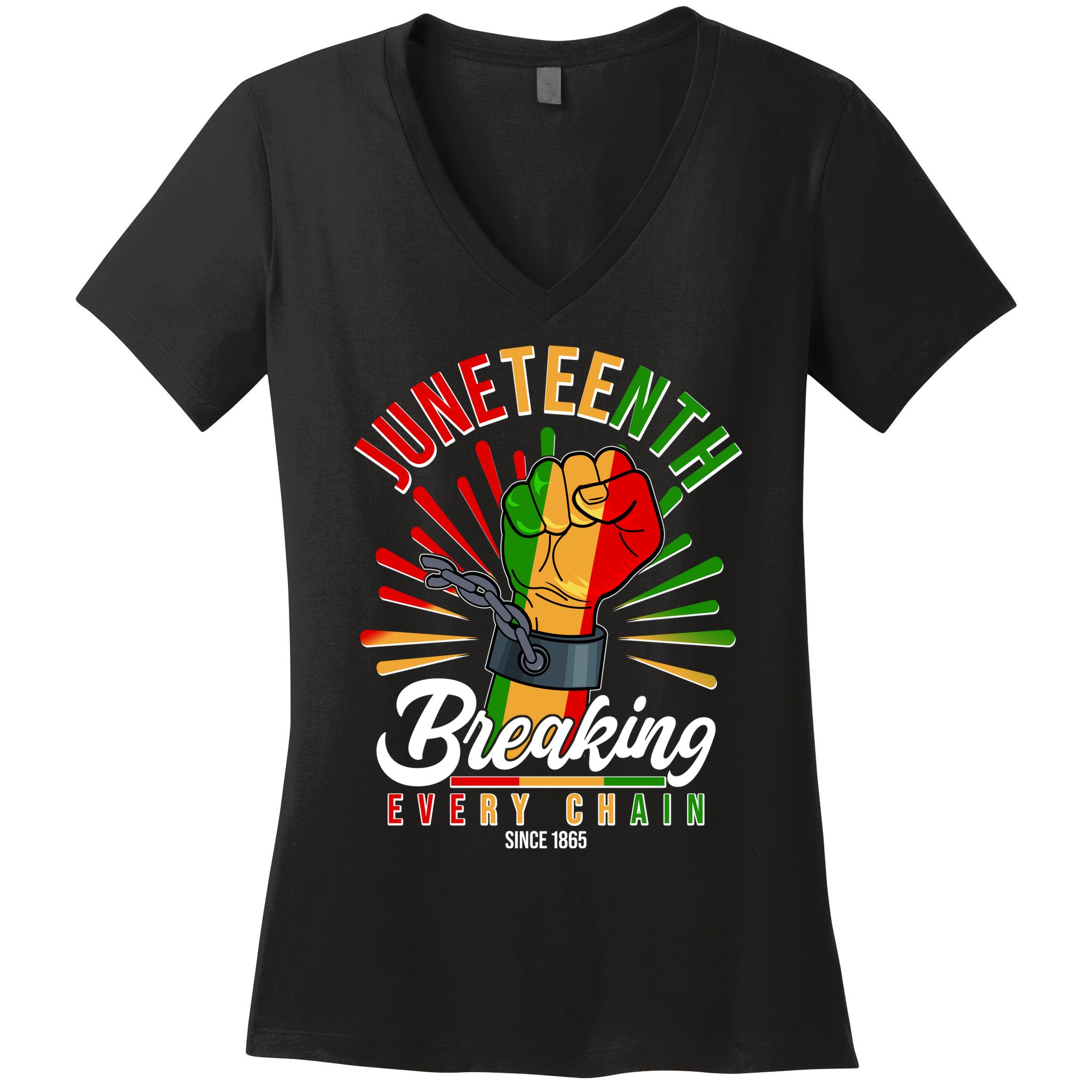 Juneteenth Breaking Every Chain Since 1865 Women's V-Neck T-Shirt