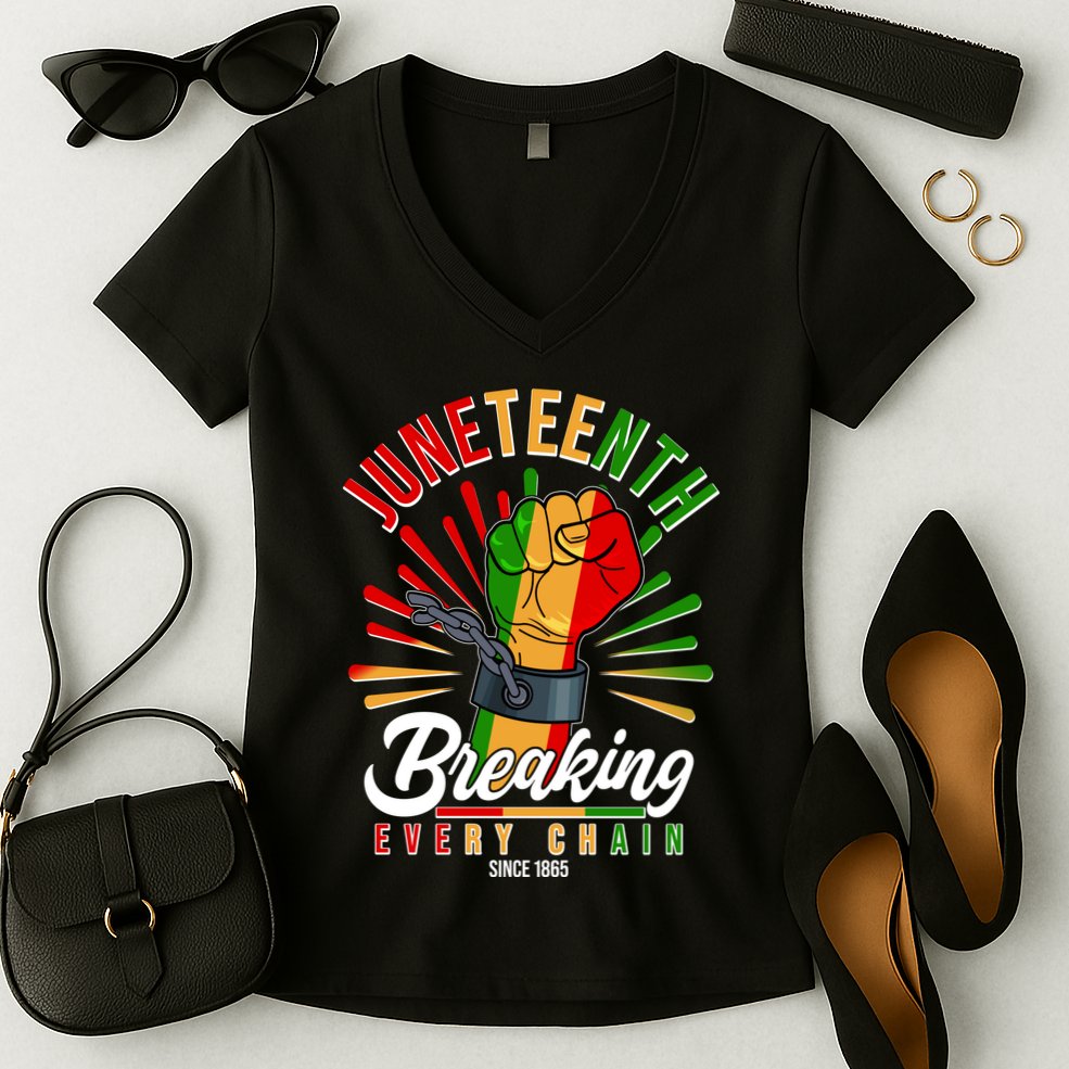 Juneteenth Breaking Every Chain Since 1865 Women's V-Neck T-Shirt