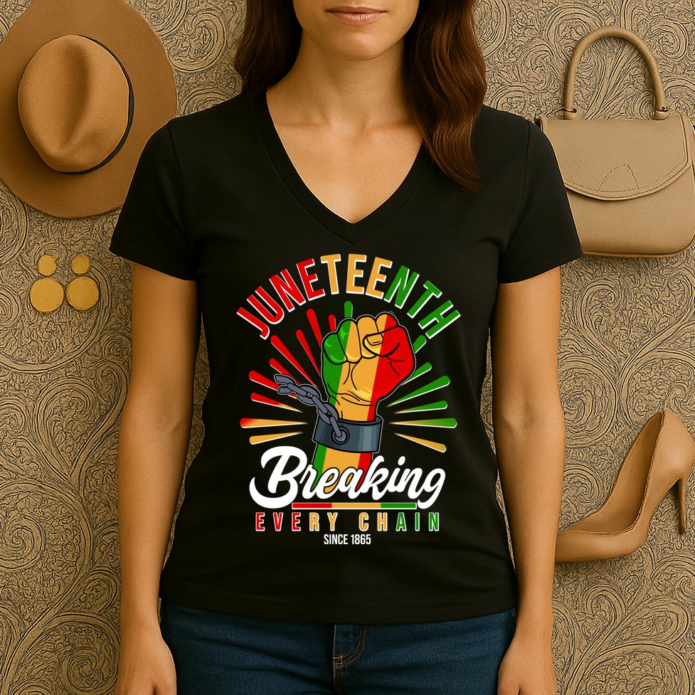 Juneteenth Breaking Every Chain Since 1865 Women's V-Neck T-Shirt