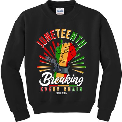 Juneteenth Breaking Every Chain Since 1865 Kids Sweatshirt