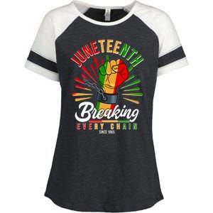 Juneteenth Breaking Every Chain Since 1865 Enza Ladies Jersey Colorblock Tee