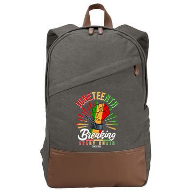 Juneteenth Breaking Every Chain Since 1865 Cotton Canvas Backpack