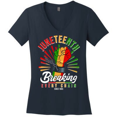 Juneteenth Breaking Every Chain Since 1865 Women's V-Neck T-Shirt