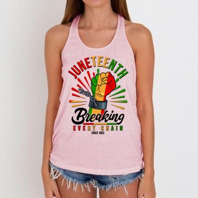 Juneteenth Breaking Every Chain Since 1865 Women's Knotted Racerback Tank