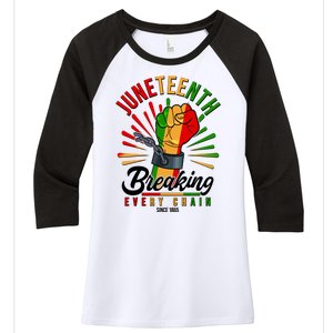 Juneteenth Breaking Every Chain Since 1865 Women's Tri-Blend 3/4-Sleeve Raglan Shirt