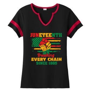 Juneteenth Breaking Every Chain Since 1865 Ladies Halftime Notch Neck Tee