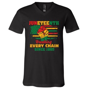 Juneteenth Breaking Every Chain Since 1865 V-Neck T-Shirt