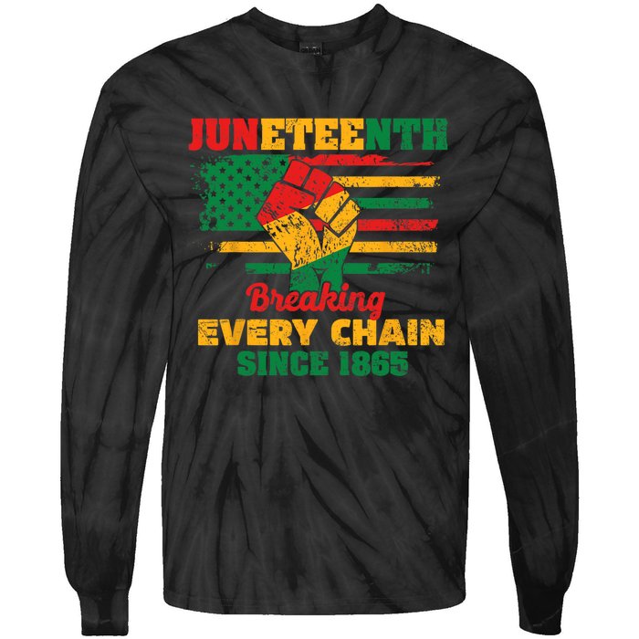 Juneteenth Breaking Every Chain Since 1865 Tie-Dye Long Sleeve Shirt