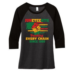 Juneteenth Breaking Every Chain Since 1865 Women's Tri-Blend 3/4-Sleeve Raglan Shirt