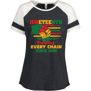 Juneteenth Breaking Every Chain Since 1865 Enza Ladies Jersey Colorblock Tee