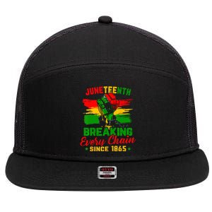 Juneteenth Breaking Every Chain Since 1865 7 Panel Mesh Trucker Snapback Hat