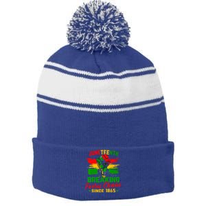 Juneteenth Breaking Every Chain Since 1865 Stripe Pom Pom Beanie