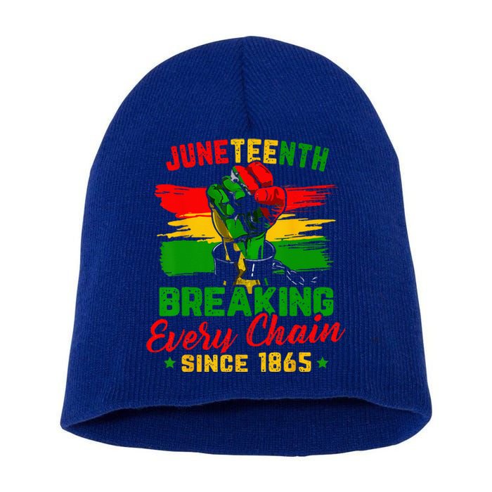 Juneteenth Breaking Every Chain Since 1865 Short Acrylic Beanie