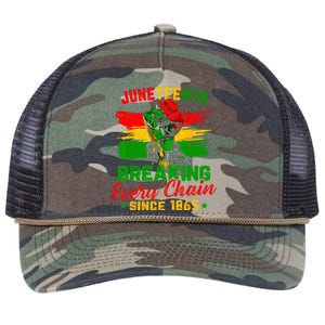 Juneteenth Breaking Every Chain Since 1865 Retro Rope Trucker Hat Cap