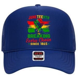 Juneteenth Breaking Every Chain Since 1865 High Crown Mesh Back Trucker Hat