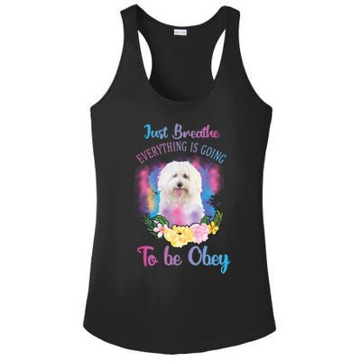 Just Breathe Everything Is Going To Be Obey Graphic Great Gift Ladies PosiCharge Competitor Racerback Tank