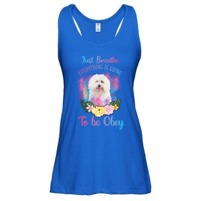 Just Breathe Everything Is Going To Be Obey Graphic Great Gift Ladies Essential Flowy Tank