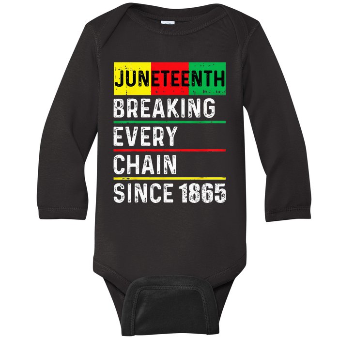 Juneteenth Breaking Every Chain Since 1865 African American Baby Long Sleeve Bodysuit