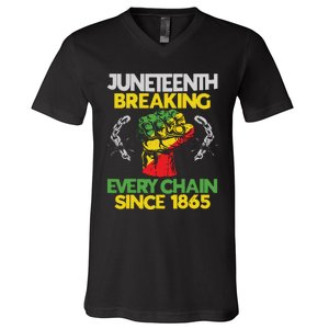 Juneteenth Breaking Every Chain Since 1865 African American V-Neck T-Shirt