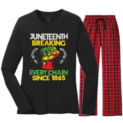 Juneteenth Breaking Every Chain Since 1865 African American Women's Long Sleeve Flannel Pajama Set 