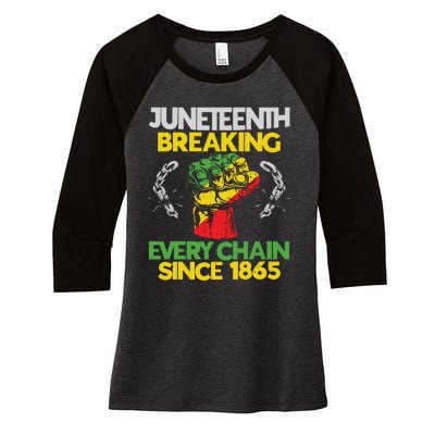 Juneteenth Breaking Every Chain Since 1865 African American Women's Tri-Blend 3/4-Sleeve Raglan Shirt