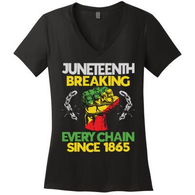 Juneteenth Breaking Every Chain Since 1865 African American Women's V-Neck T-Shirt