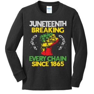 Juneteenth Breaking Every Chain Since 1865 African American Kids Long Sleeve Shirt