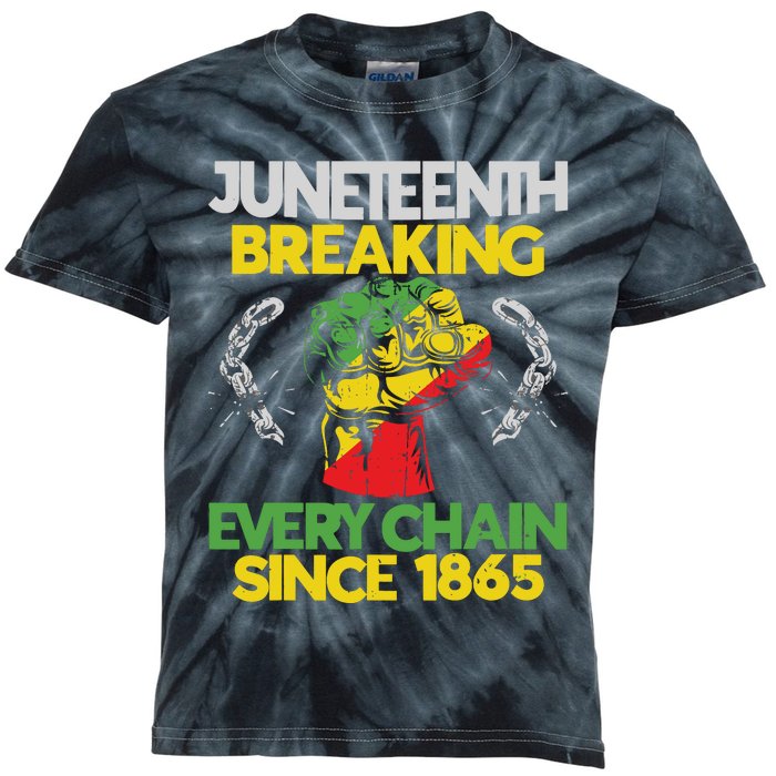 Juneteenth Breaking Every Chain Since 1865 African American Kids Tie-Dye T-Shirt