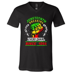 Juneteenth Breaking Every Chain Since 1865 African American V-Neck T-Shirt