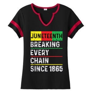 Juneteenth Breaking Every Chain Since 1865 African American Ladies Halftime Notch Neck Tee