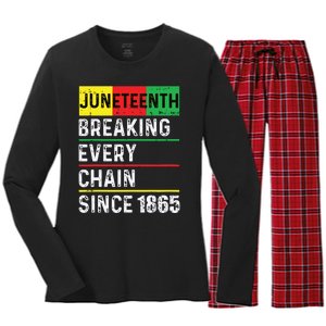 Juneteenth Breaking Every Chain Since 1865 African American Women's Long Sleeve Flannel Pajama Set 