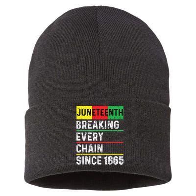 Juneteenth Breaking Every Chain Since 1865 African American Sustainable Knit Beanie
