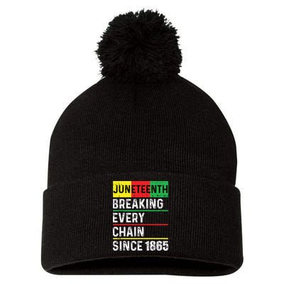 Juneteenth Breaking Every Chain Since 1865 African American Pom Pom 12in Knit Beanie