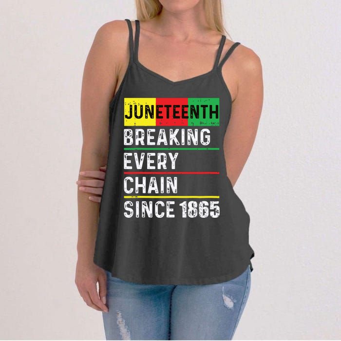 Juneteenth Breaking Every Chain Since 1865 African American Women's Strappy Tank