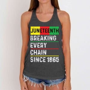 Juneteenth Breaking Every Chain Since 1865 African American Women's Knotted Racerback Tank