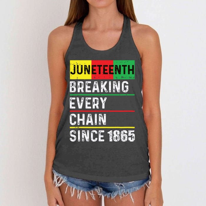 Juneteenth Breaking Every Chain Since 1865 African American Women's Knotted Racerback Tank