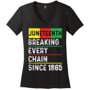 Juneteenth Breaking Every Chain Since 1865 African American Women's V-Neck T-Shirt