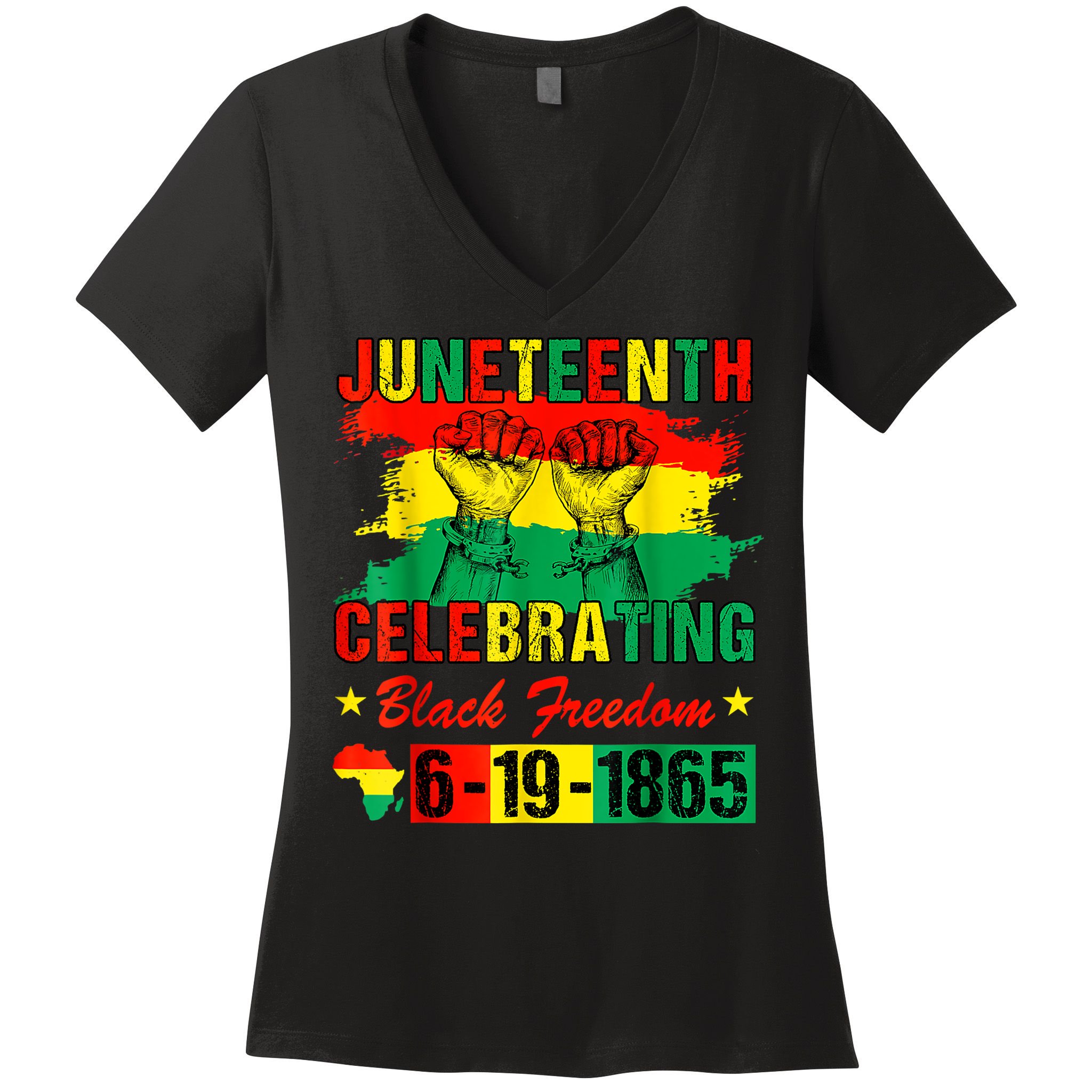 Juneteenth Breaking Every Chain Since 1865 African American Women's V-Neck T-Shirt