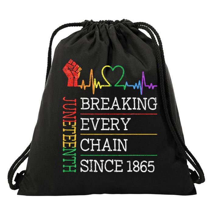 Juneteenth Breaking Every Chain Since 1865 Drawstring Bag