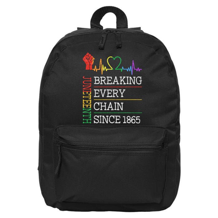 Juneteenth Breaking Every Chain Since 1865 16 in Basic Backpack