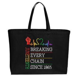 Juneteenth Breaking Every Chain Since 1865 Cotton Canvas Jumbo Tote