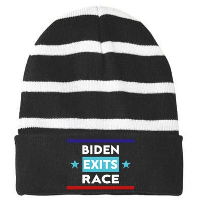 Joe Biden Exits Race Striped Beanie with Solid Band