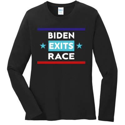 Joe Biden Exits Race Ladies Long Sleeve Shirt