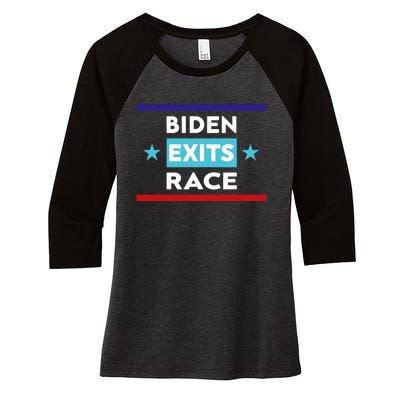 Joe Biden Exits Race Women's Tri-Blend 3/4-Sleeve Raglan Shirt