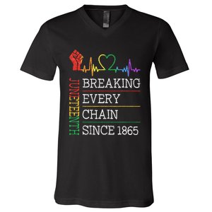 Juneteenth Breaking Every Chain Since 1865 V-Neck T-Shirt