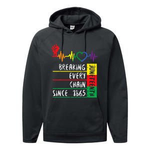 Juneteenth Breaking Every Chain Since 1865 Men Women Kids Performance Fleece Hoodie