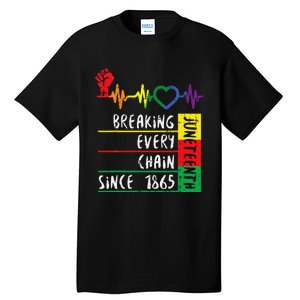 Juneteenth Breaking Every Chain Since 1865 Men Women Kids Tall T-Shirt