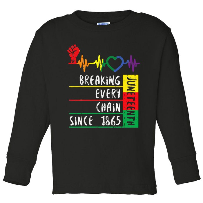 Juneteenth Breaking Every Chain Since 1865 Men Women Kids Toddler Long Sleeve Shirt