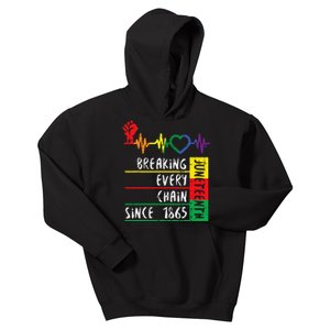 Juneteenth Breaking Every Chain Since 1865 Men Women Kids Kids Hoodie